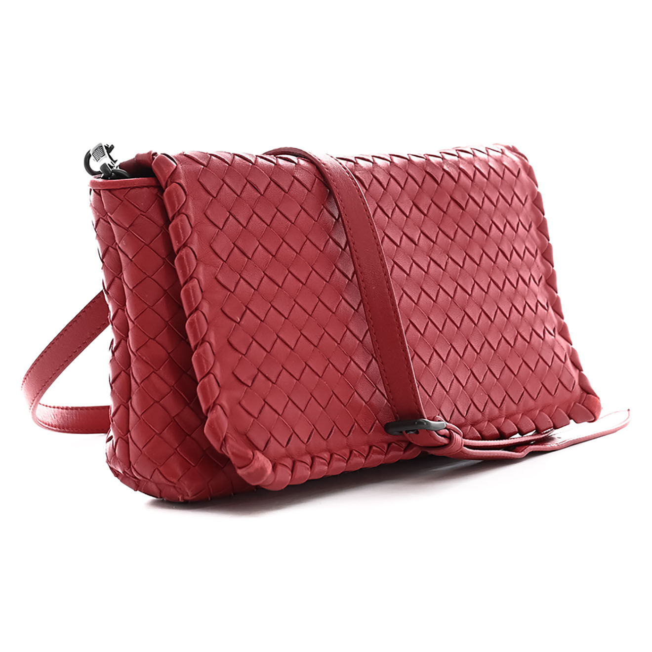 Bottega Veneta Sac bandoulière en Cuir rouge - Bon état - L.29 cm