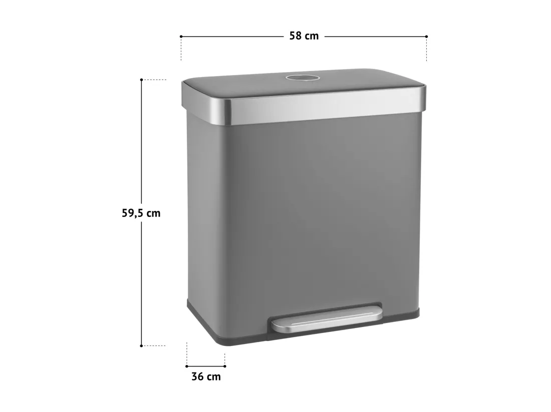 SVITA LT2X30 Poubelle 60l Poubelle à pédale 2 compartiments avec couvercle noir