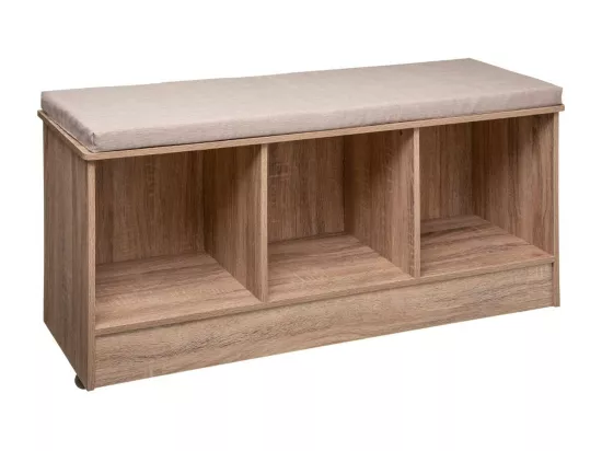 Banc Rangement 3 Cases effet bois naturel L 105 cm