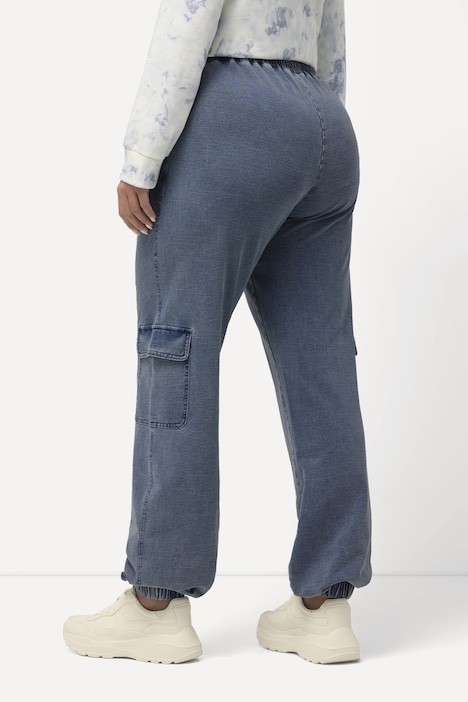 Sweathose Rena, Jeanslook, Elastikbund, indigo dyed