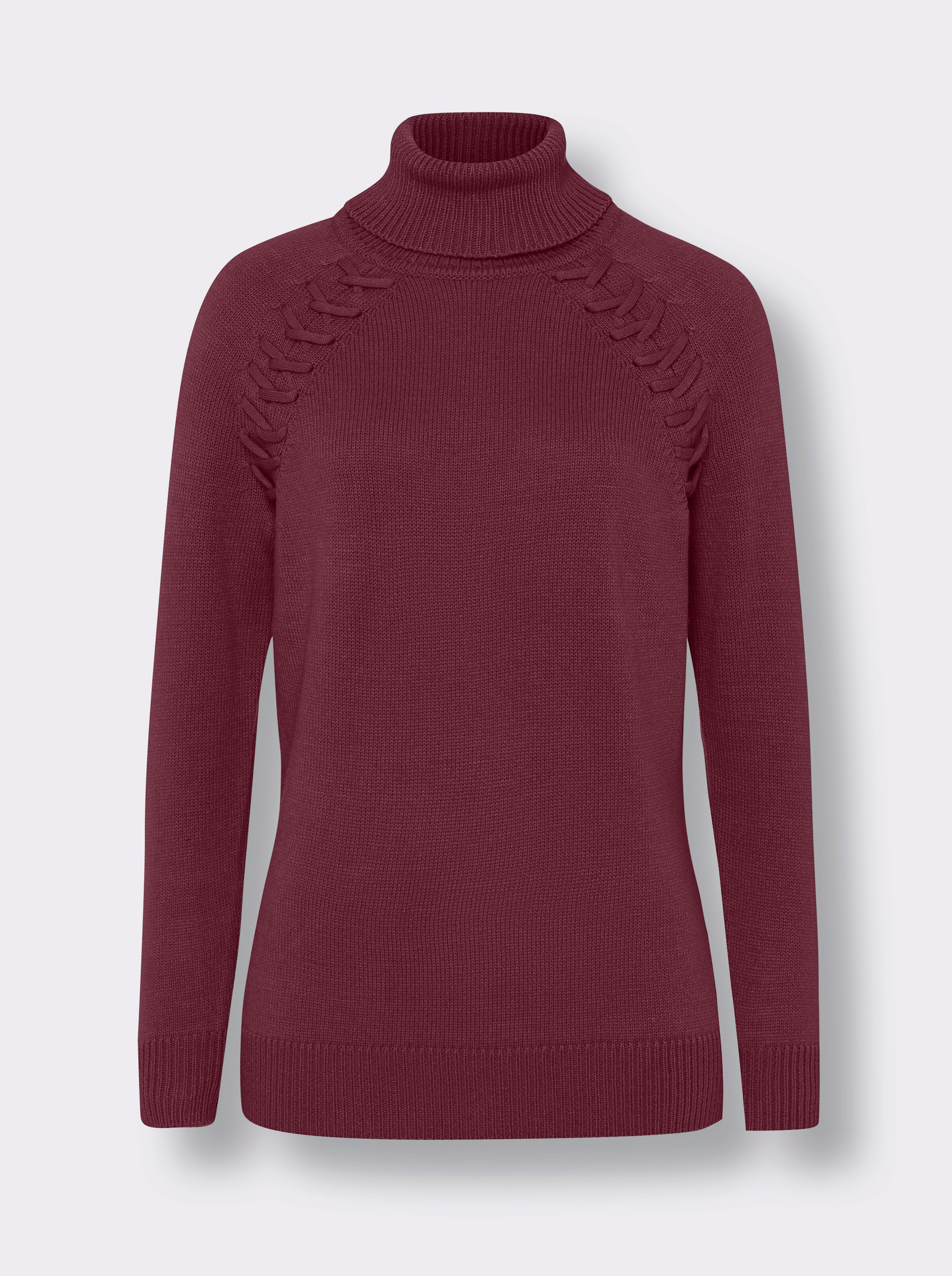 Rollkragenpullover mit Zierband-Detail
