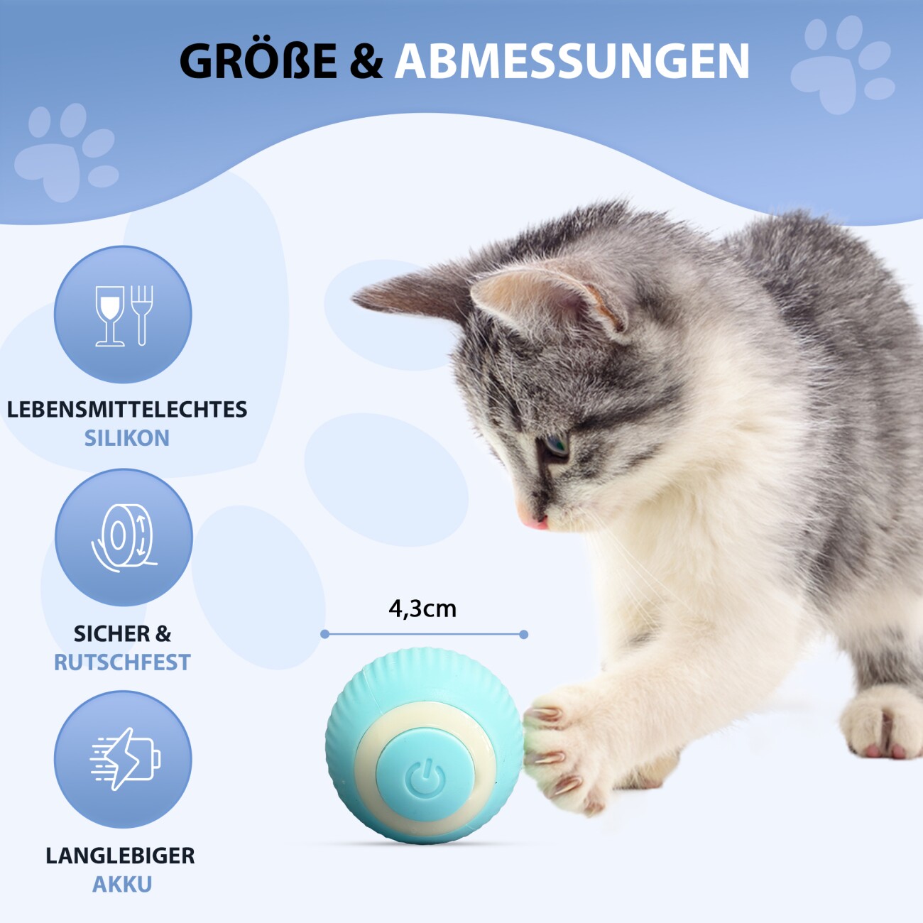 Petsation Interaktives Katzenspielzeug Ball elektrisch