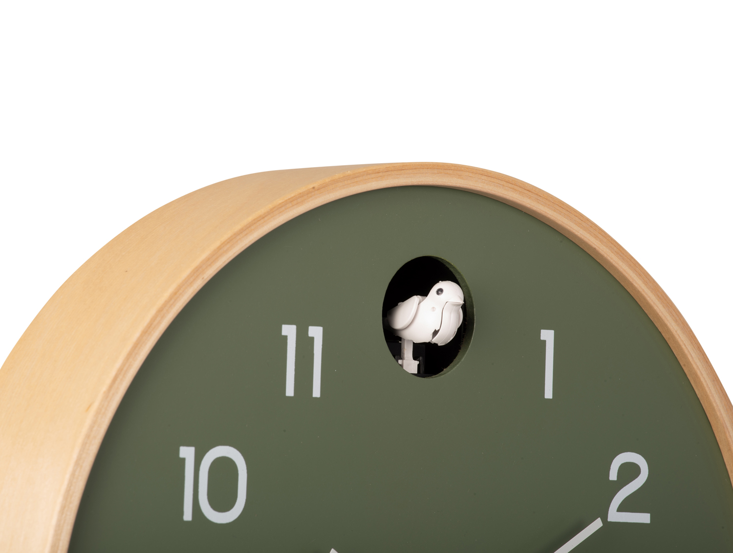 Wall clock Natural Cuckoo birch wood jungle green
