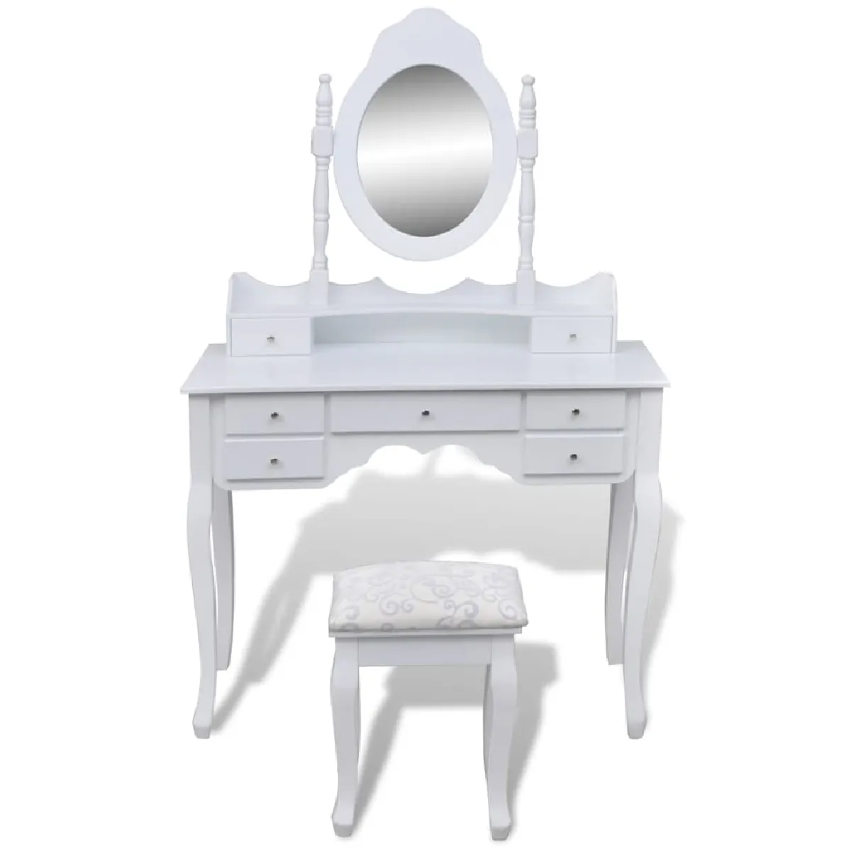 vidaXL Coiffeuse XXL - 7 tiroirs - Blanc
