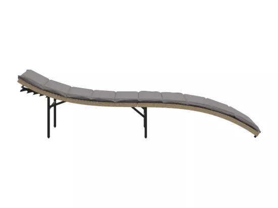 Chaise longue avec coussin beige 55x199x50 cm résine tressée