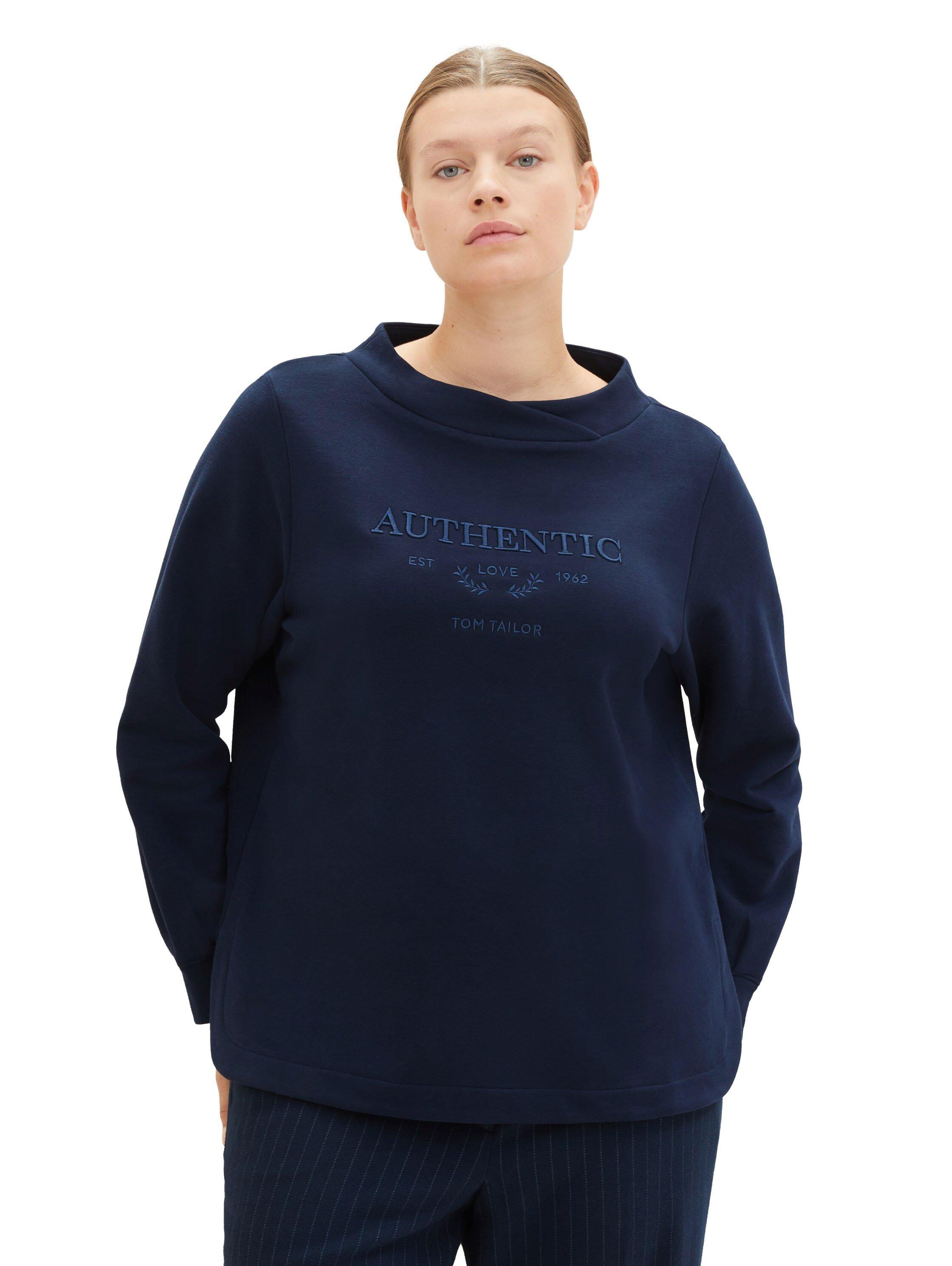 Sweatshirt mit Stehkragen und Stickerei vorn