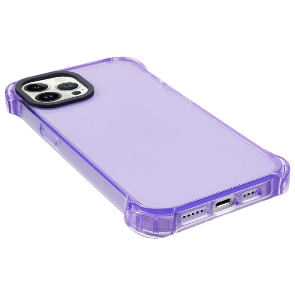 iPhone 14 Pro Max Gummi Case Hülle mit Air Cushion Fallschutz - Lila / Transparent