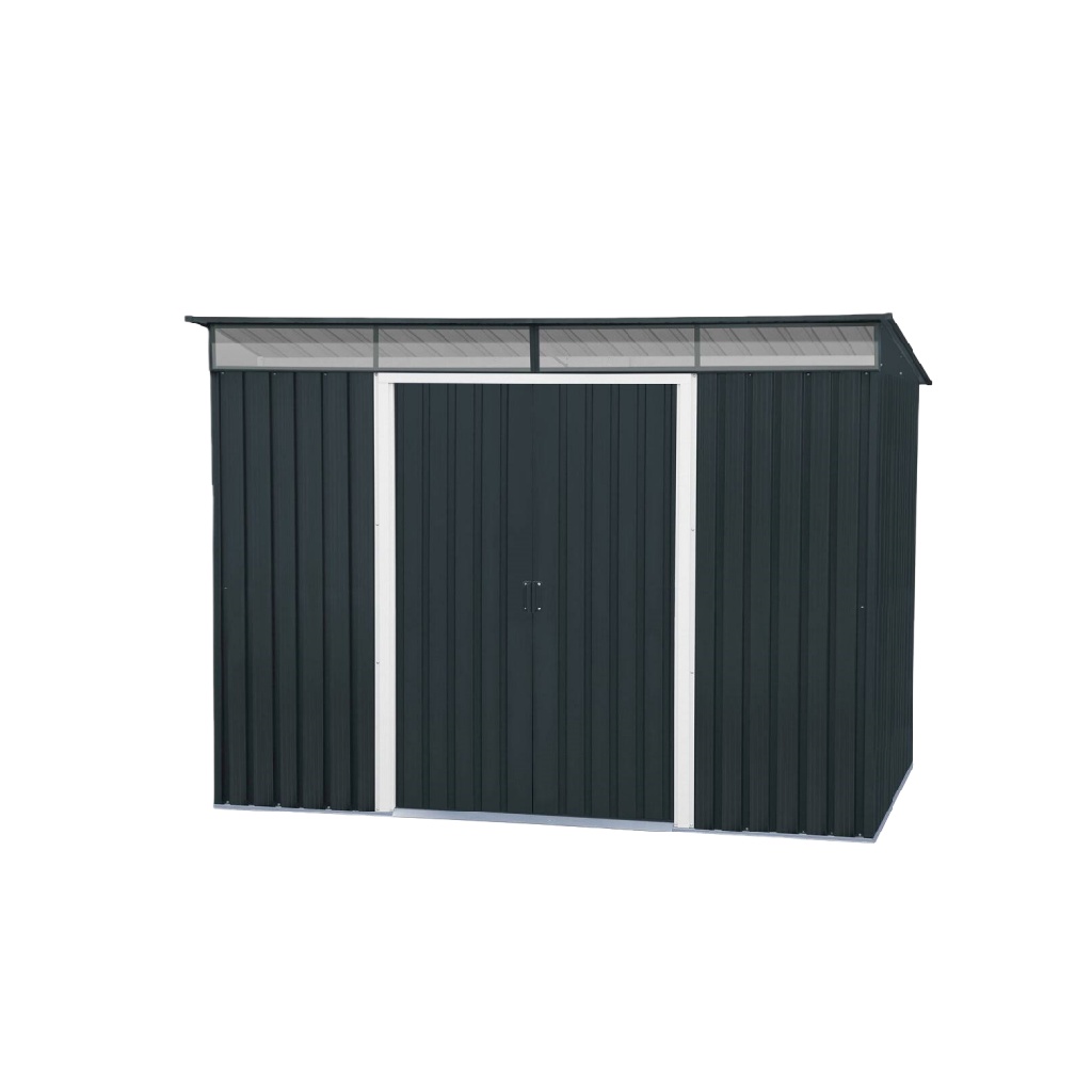 Abri de Jardin Métallique à Toit Monopente – Couleur Gris Foncé