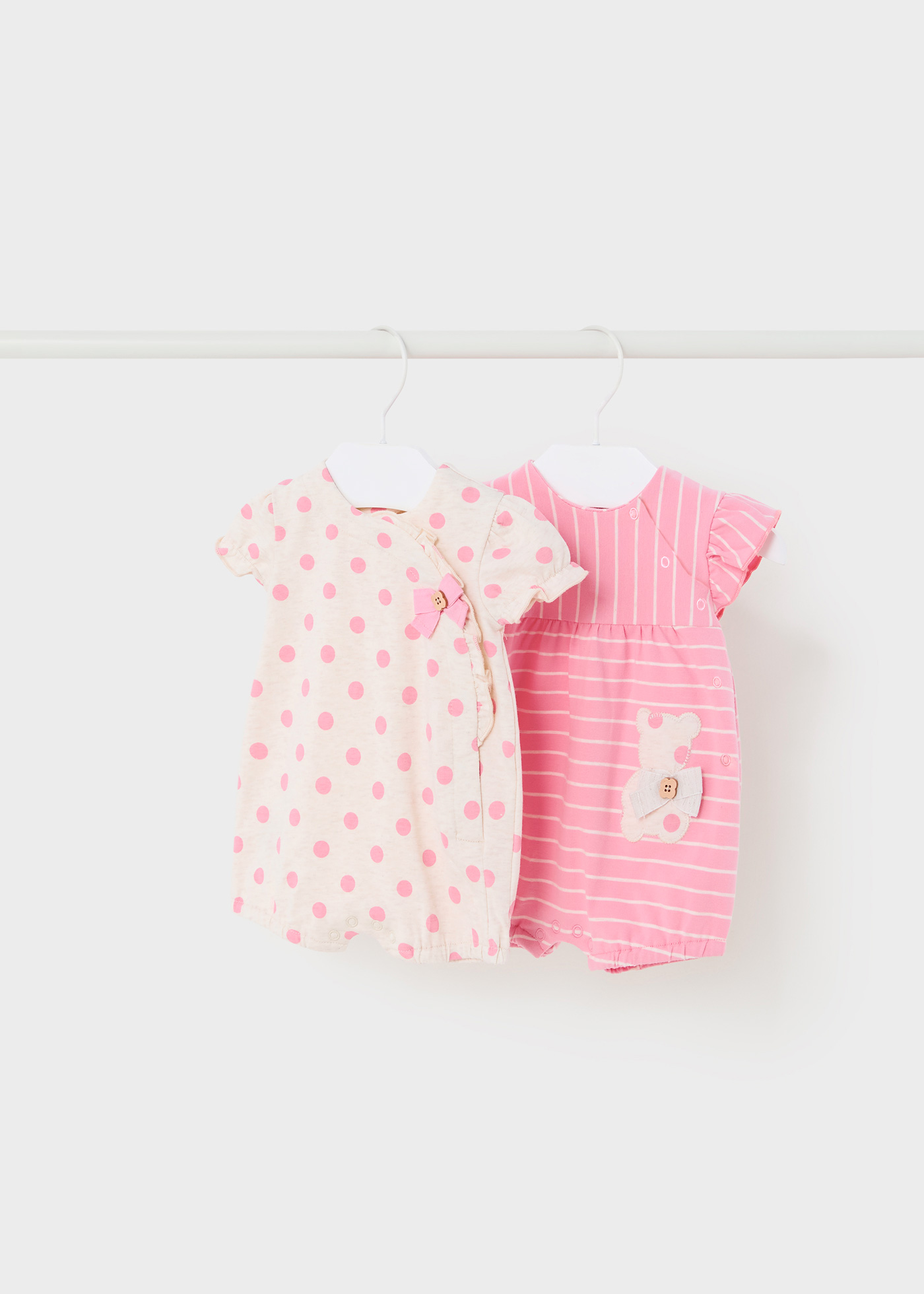 Conjunto de 2 macacões curtos Better Cotton para recém-nascidos, cor Jade