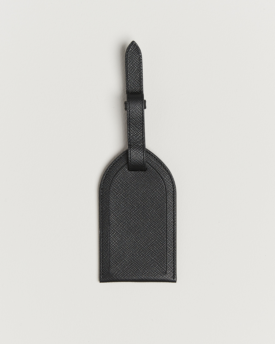 Smythson Panama Luggage Tag Black