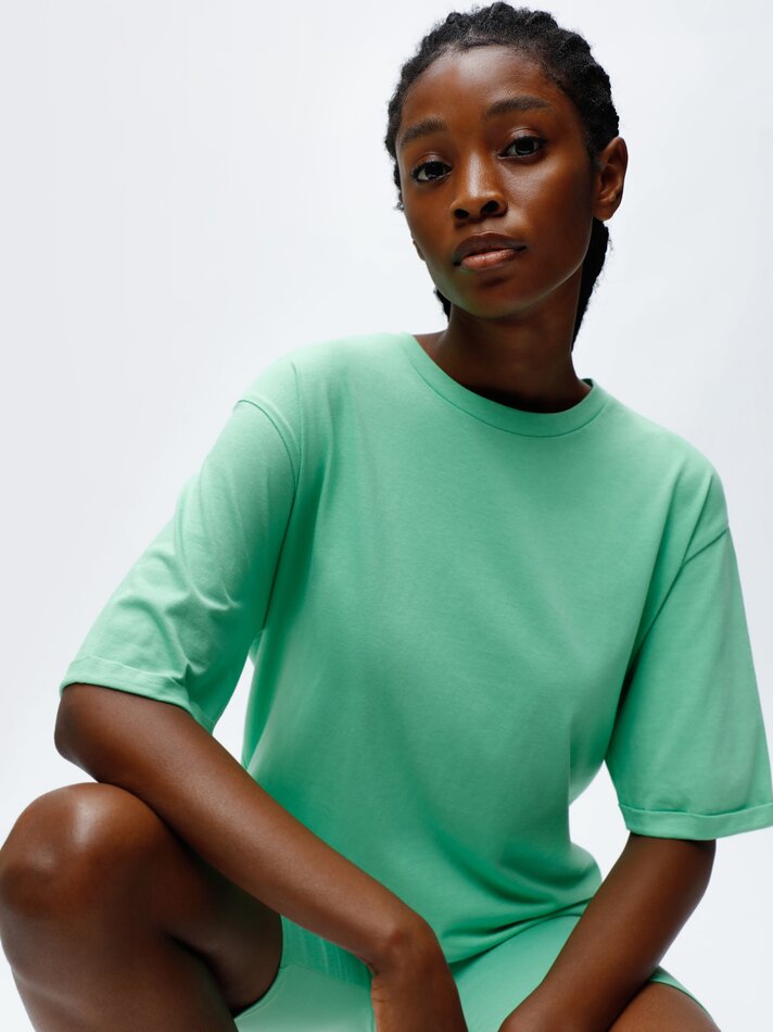 Camiseta oversized de manga curta - Verde menta