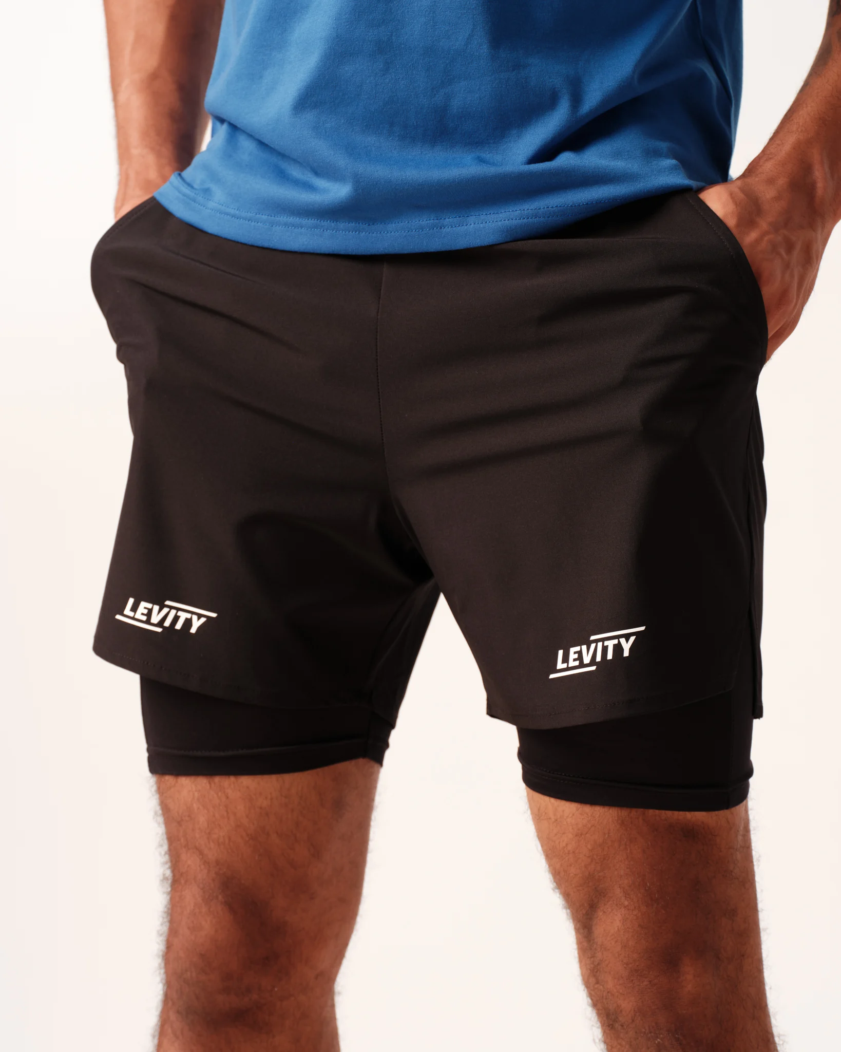 LEVITY Hybrid 2-1 Pocket Shorts M Black