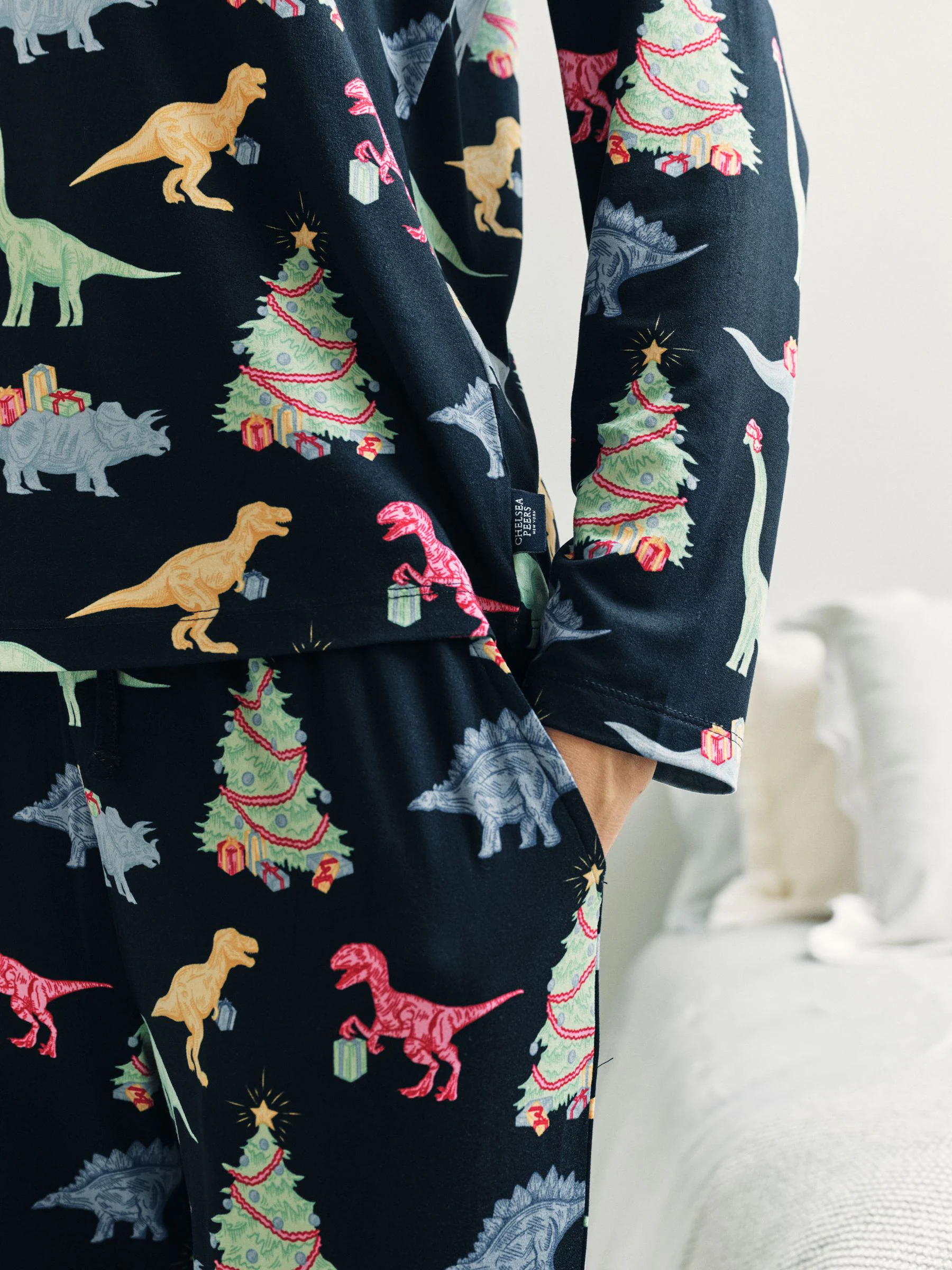Chelsea Peers Kerstmis Lange Pyjama met Dinosaurusprint