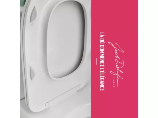 Pack WC suspendu sans bride JACOB DELAFON Modern Life + abattant + bâti-support + plaque rectangle blanche