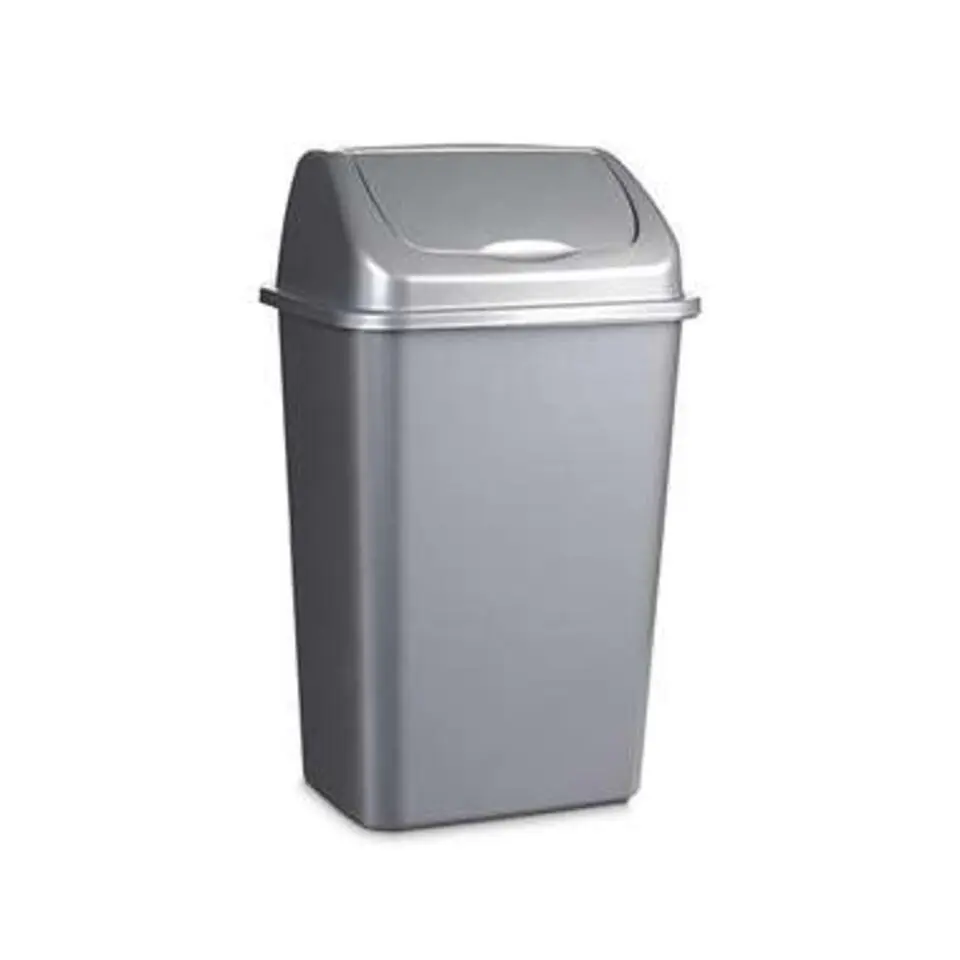Forte Plastics Prullenbak - zilver - vuilnisbak met deksel - 30 l