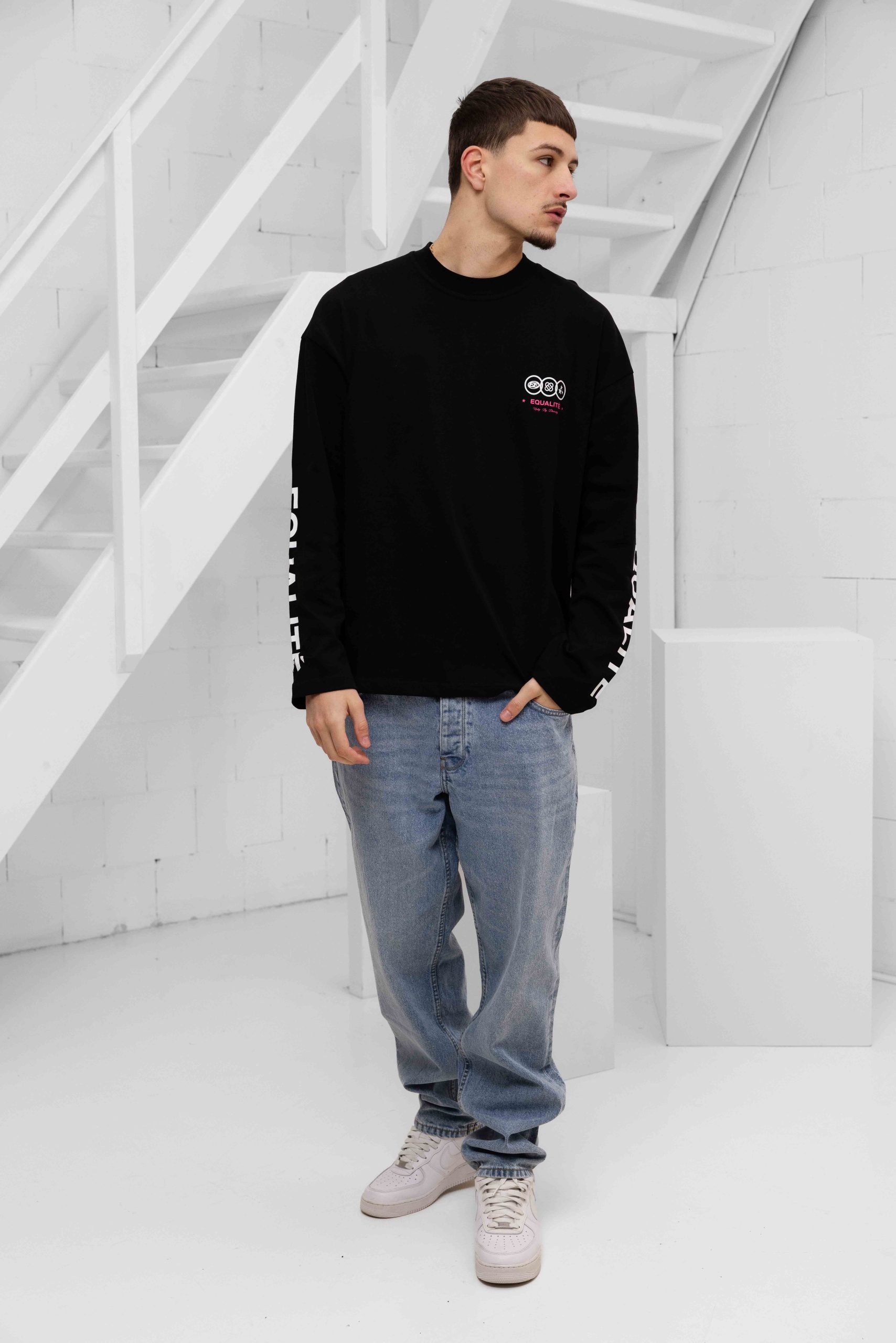 Equalité Universe Longsleeve T-Shirt Heren Zwart/Roze