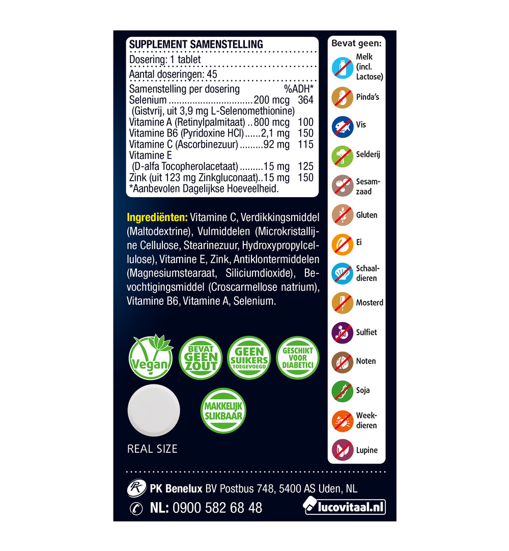 Lucovitaal Selenium Zink (45 tabletten)