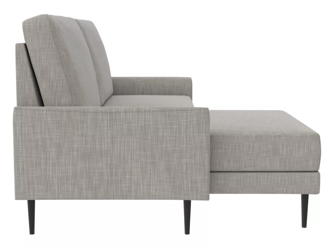 Canapé 2 places avec chaise longue, tissu gris clair