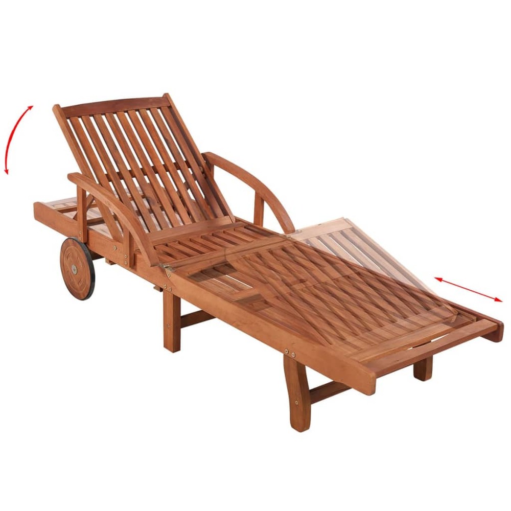 Transat chaise longue bain de soleil lit de jardin terrasse meuble d'extérieur avec coussin bois d'acacia solide