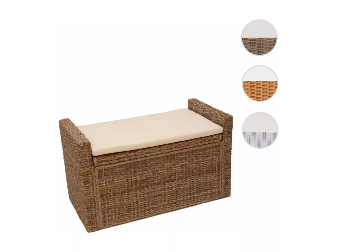 Coffre de rangement Genua Rattan, gris cubu