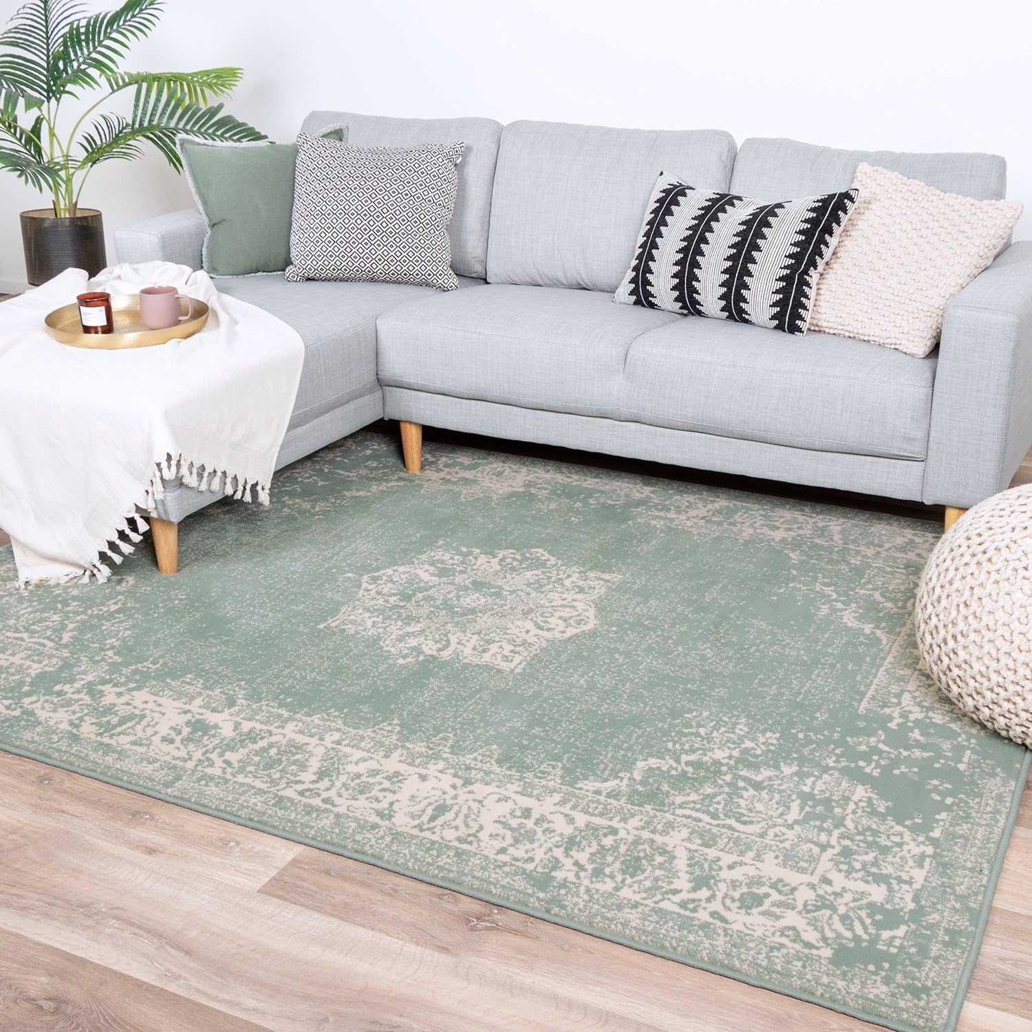 FRAAI | Home & Living Teppich Vintage - Wonder Grün - Polypropylen - Kurzflor - Vintage - Orientalisch - Wohnzimmer, Esszimmer, Schlafzimmer - Carpet