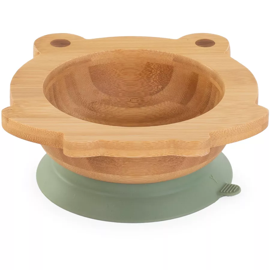 miniland Geschirrset aus Schale und Holzlöffel wooden bowl frog