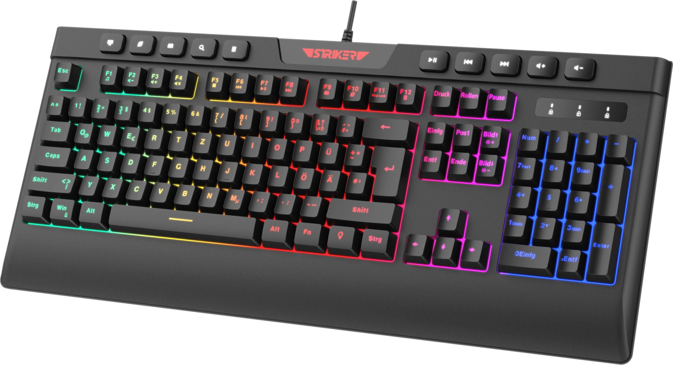Hyrican Gaming-Tastatur »Striker ST-GKB8115 ( Anti-Ghosting, Multimedia-Tasten, RGB)« (Fn-Tasten | Multimedia-Tasten | USB-Anschluss)