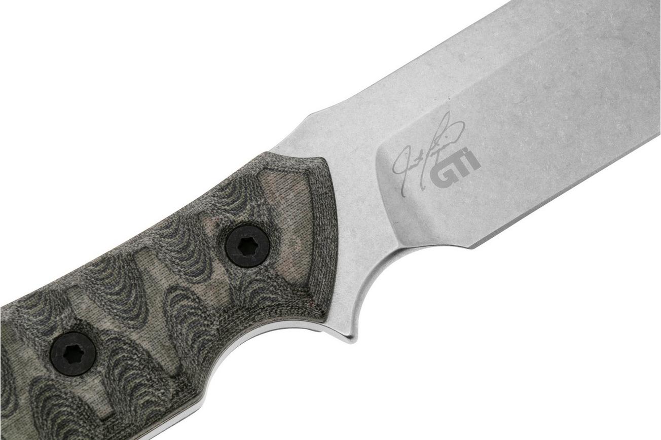 White River Knives GTI 4.5 Stonewashed CPM S35VN, OD Green Canvas Micarta, Justin Gingrich design