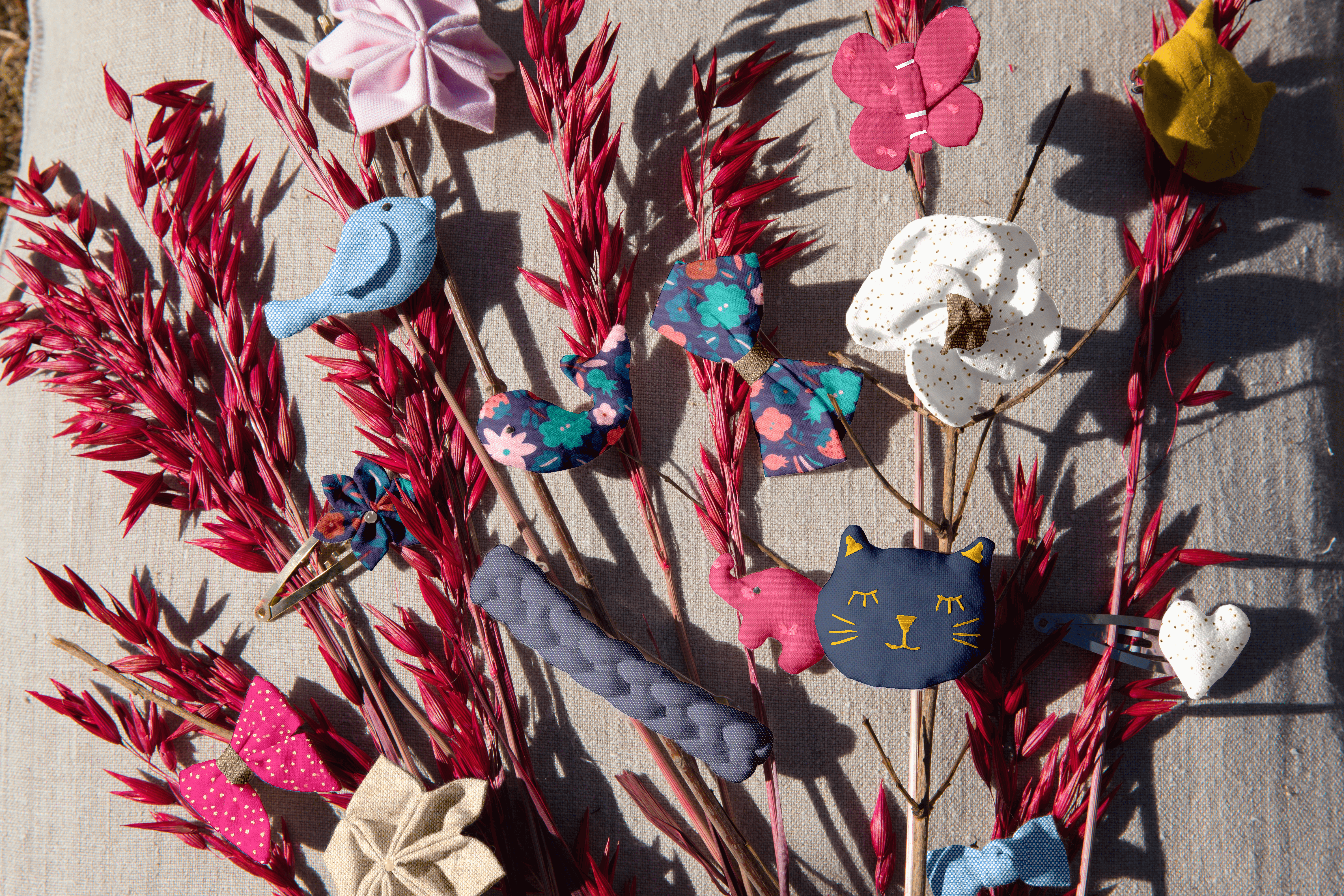 Barrette Mini Noeud Papillon Fuchsia Pailleté