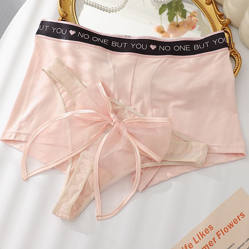 Pancherry - Koppelset: effen boxershort + string met strik