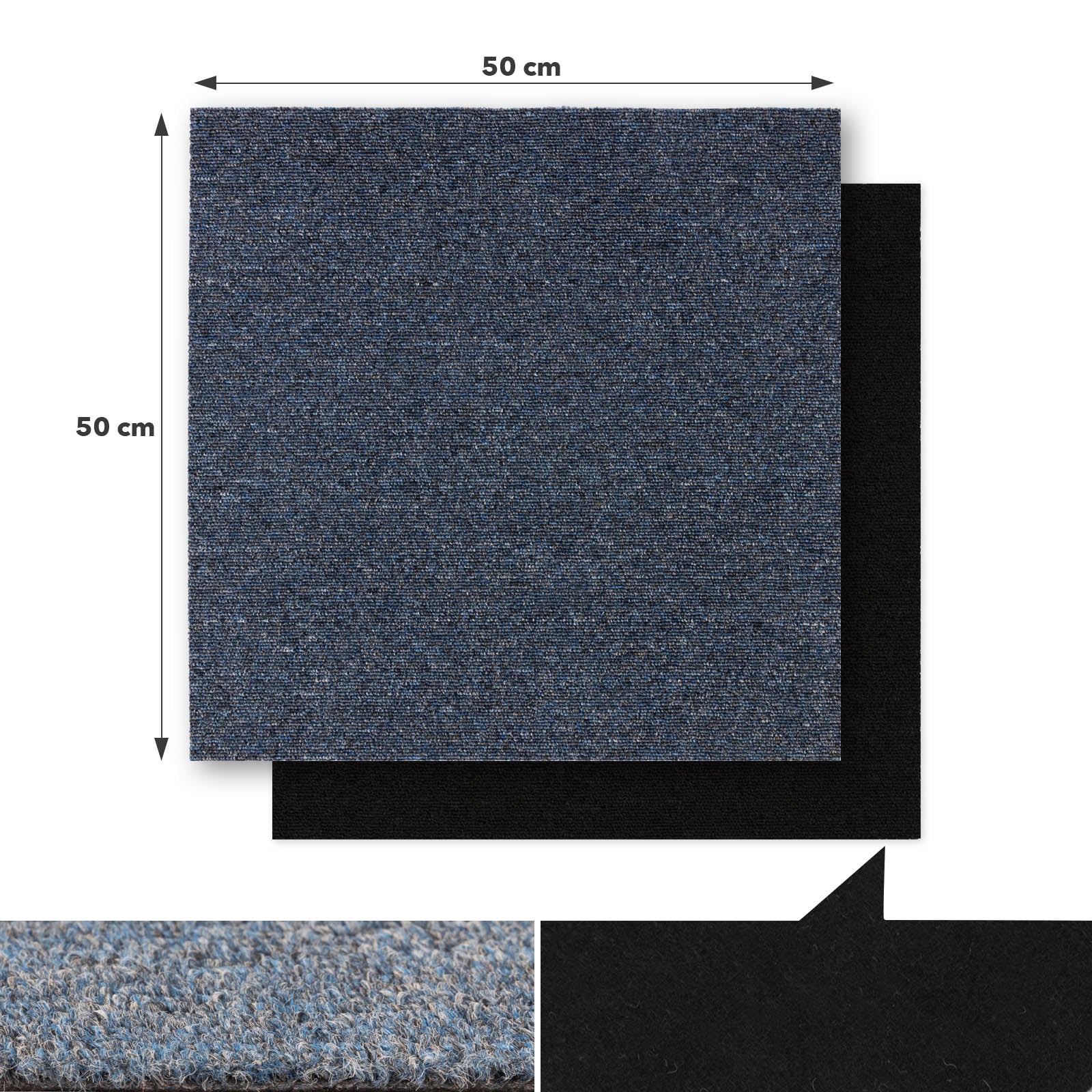 karathomeliving Teppichfliesen Moscow | Blau 09