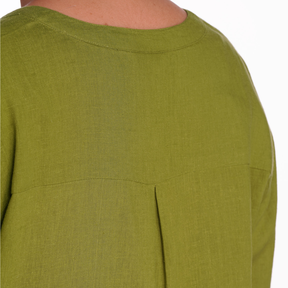 Gina Benotti Damen Leinen-Longbluse mit V-Ausschnitt grün