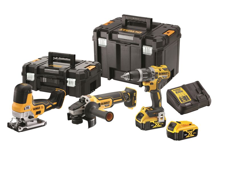 DEWALT Akku-Maschinen Set 18 V mit 2 Batterien 5.0 Ah DCK32 3-teiliges Akku-Werkzeugset mit 2 Akkus und einem Ladegerät in TSTAK