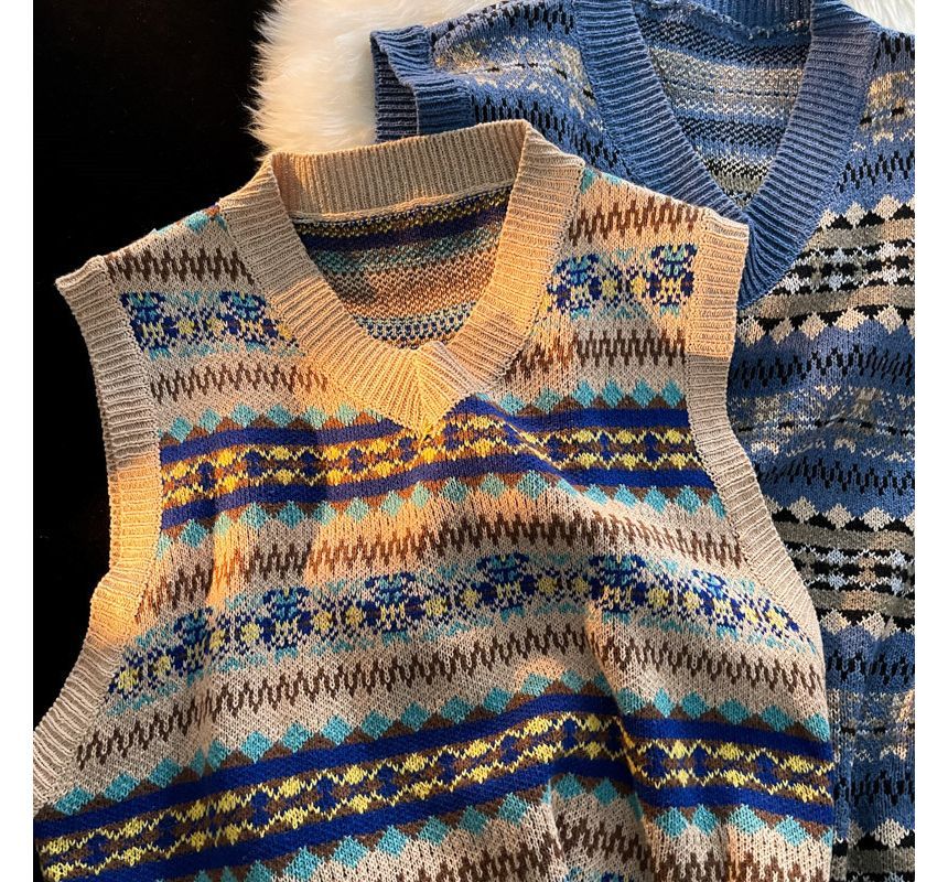 WidoWilder - Sweatervest met V-hals en patroon