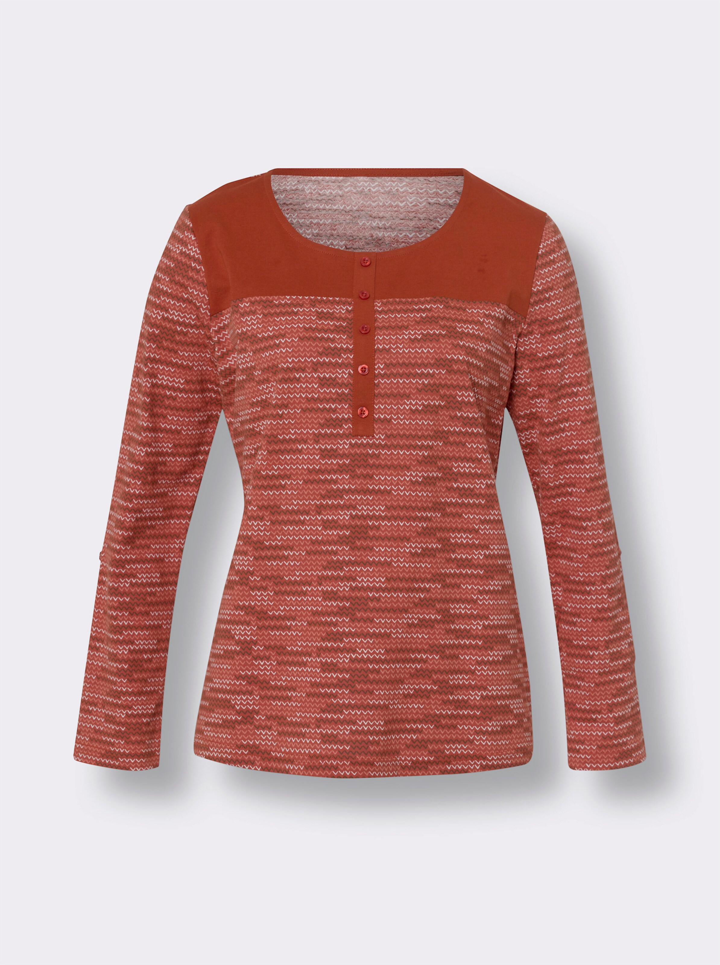 Langarmshirt mit krempelbaren Ärmeln