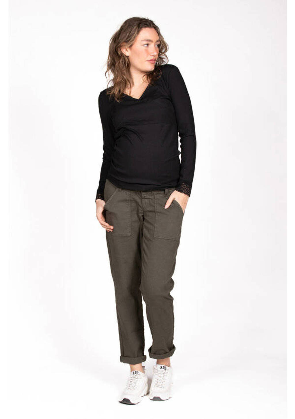 LOVE2WAIT regular fit zwangerschapsbroek olijfgroen