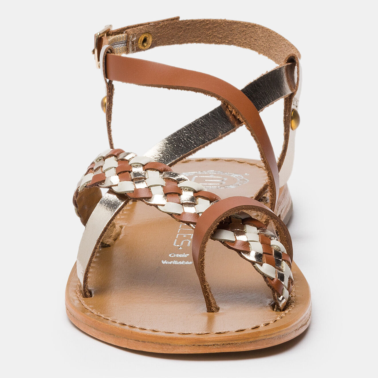 Les Bagatelles Sandales en Cuir Misere camel/doré/marron