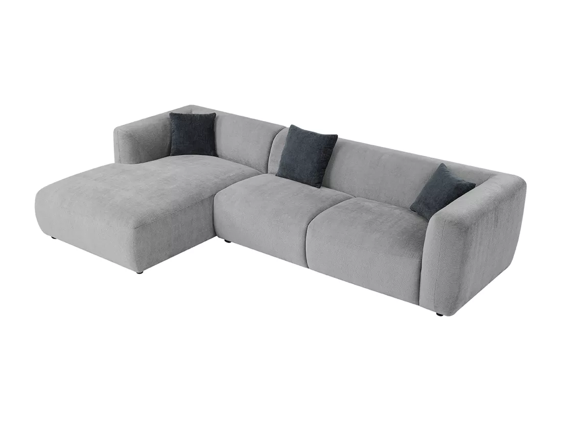Canapé d'angle gauche en tissu gris TANCAVO
