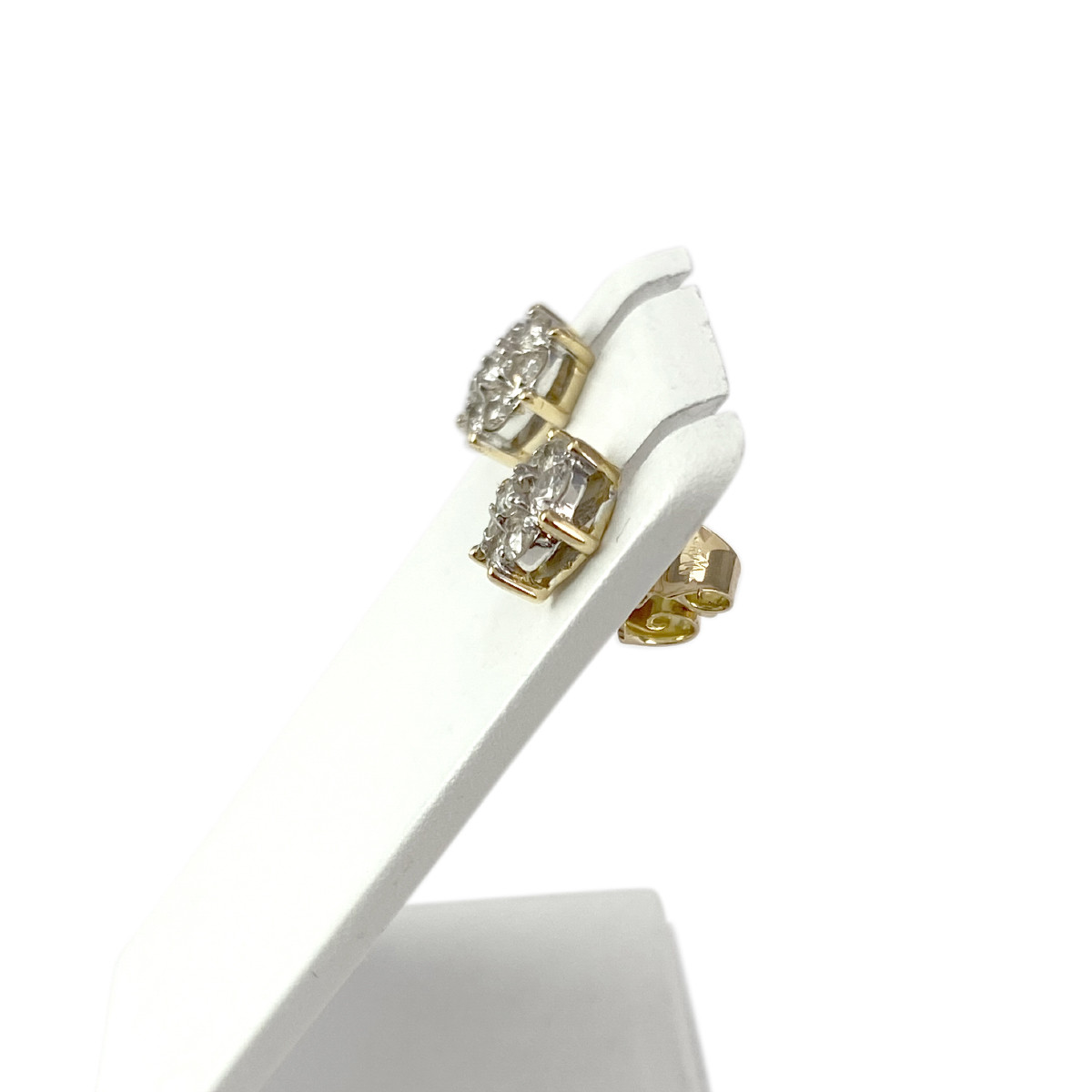 Boucles d'oreilles d'occasion or 750 jaune diamants