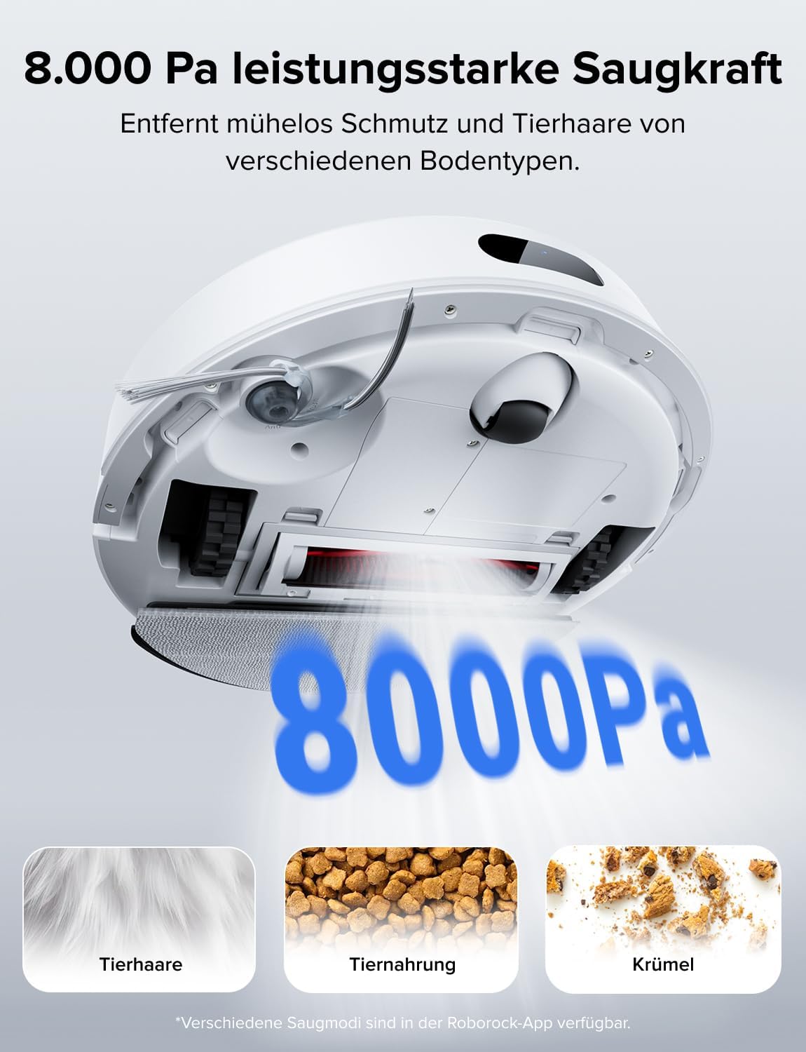 roborock Q7 L5 Saugroboter, Dual Anti-Tangle System, 8.000 Pa HyperForce Saugkraft, Präzise Navigation, Smart No-Go Zone, Einstiegsleistung, Perfekt für Haustierbesitzer (Weiß)