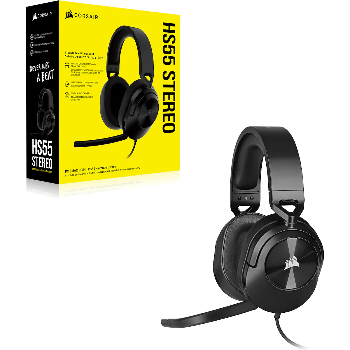 Corsair HS55 stereo gaming headset (sort)