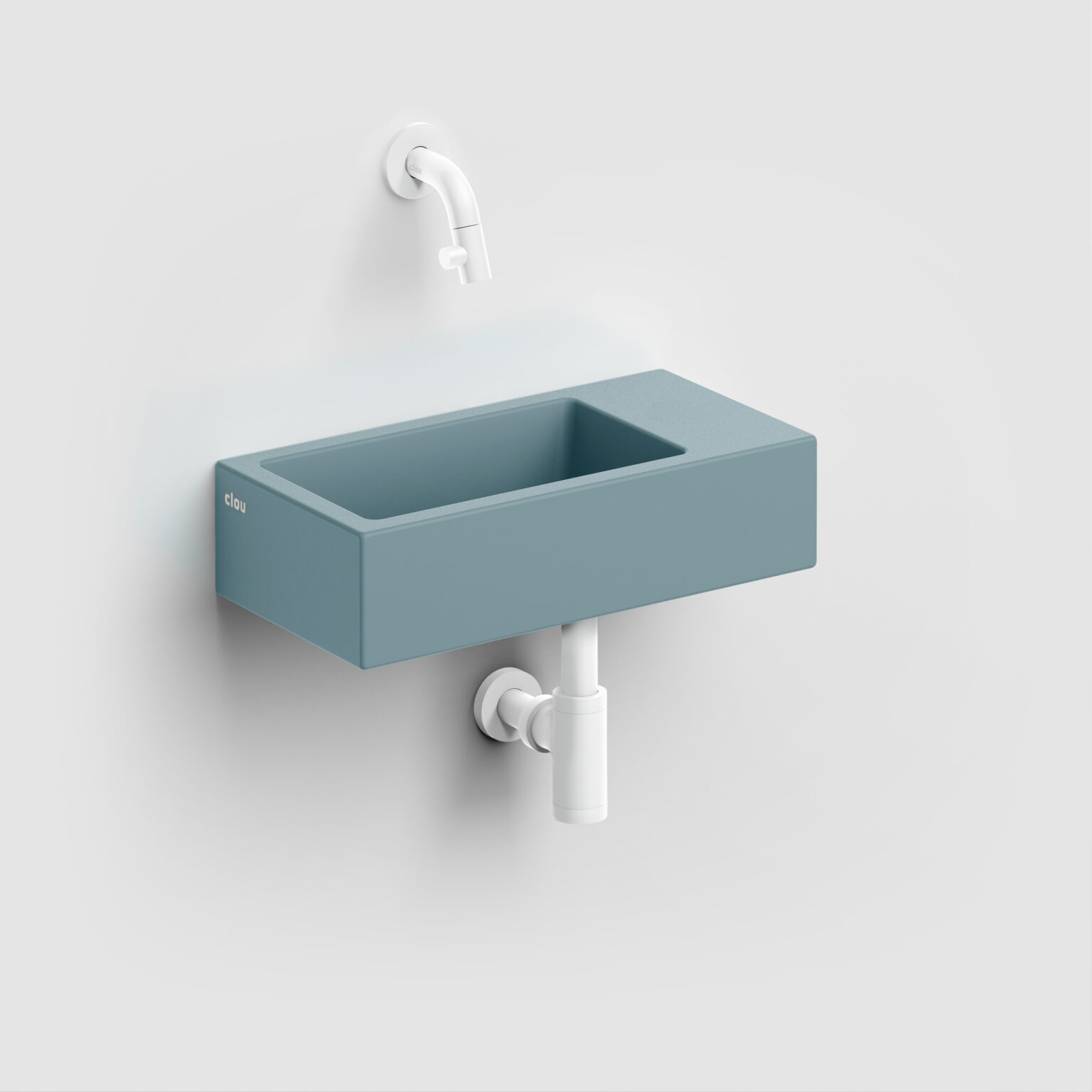 Clou Flush 3 keramische fontein 36cm zonder kraangat rechts blauw mat