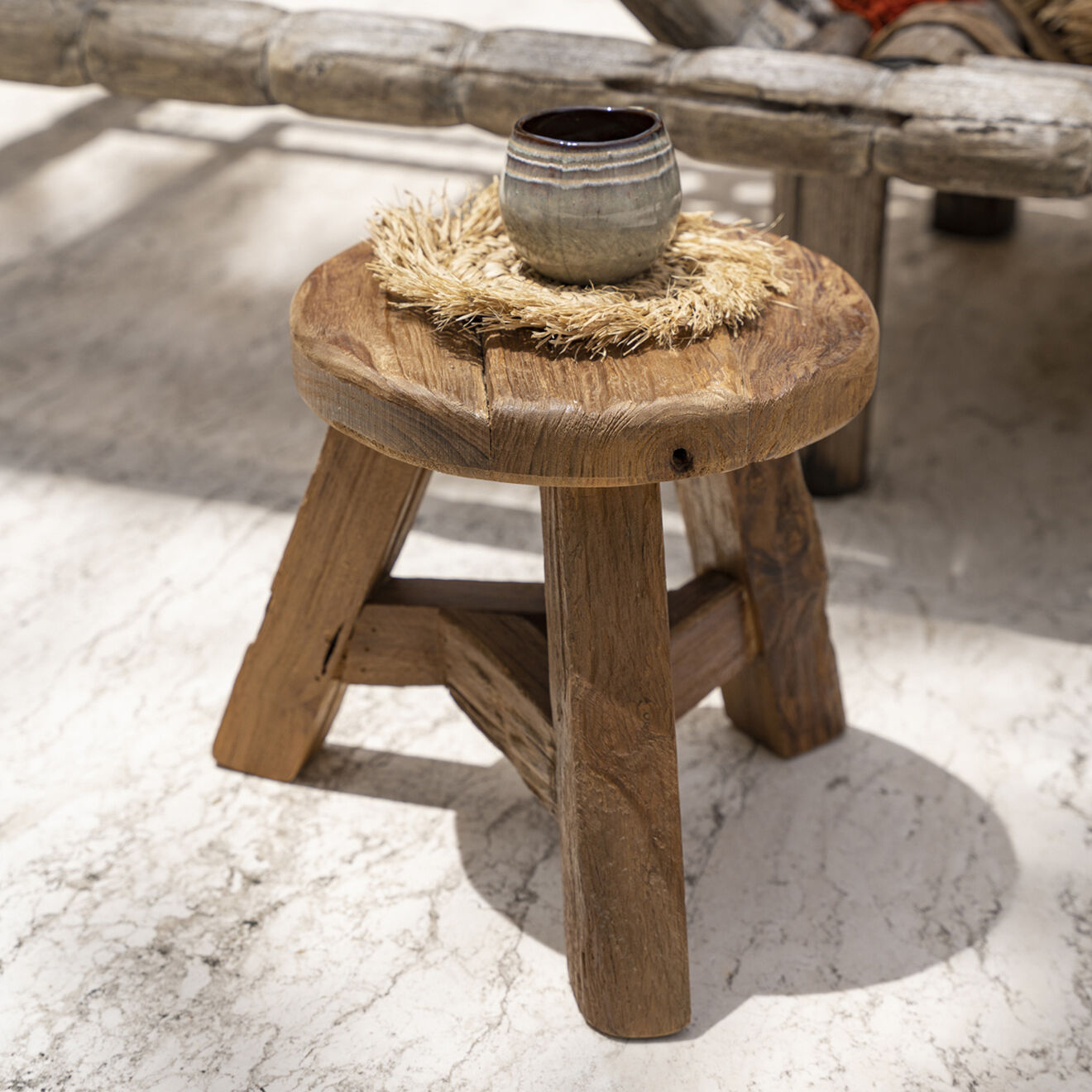 Bazar Bizar Tabouret Yatai naturel - D.37xH.33 cm