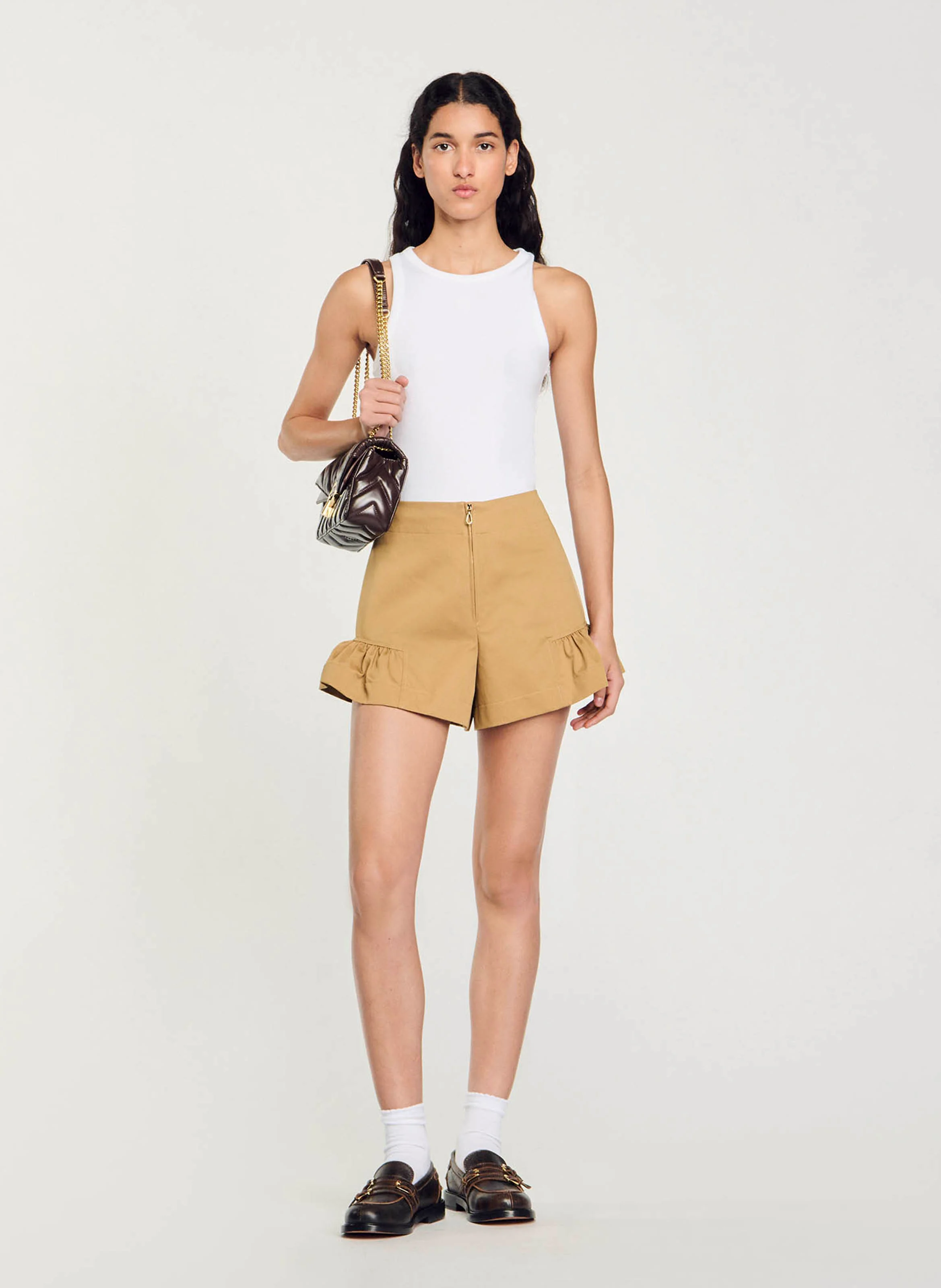 Short court en coton | Marron