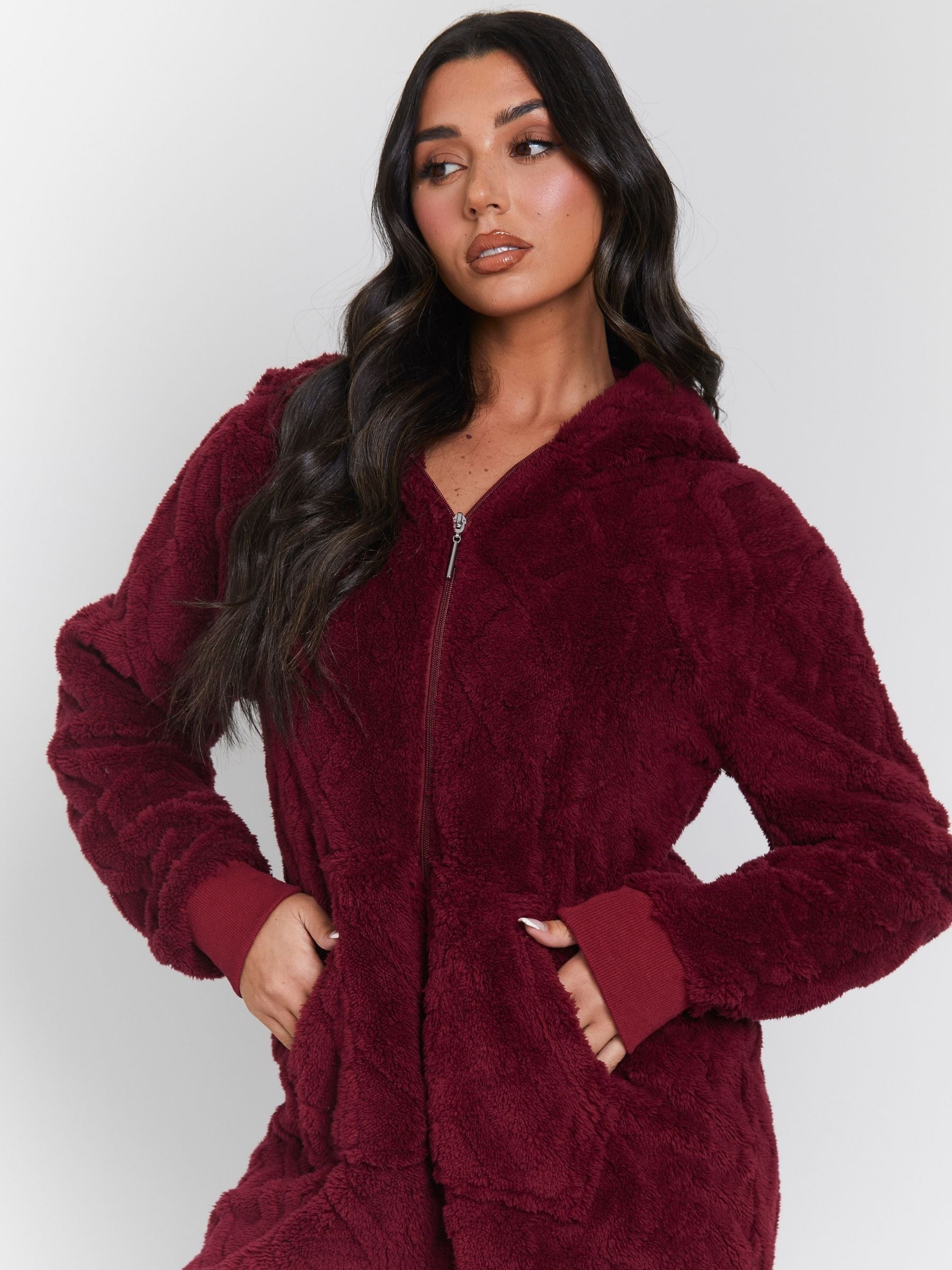 Loungeable Cable Cutwork Fleece Hooded All-In-One