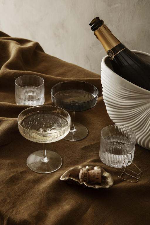 Ferm Living Ripple low glazen set van 4 Clear