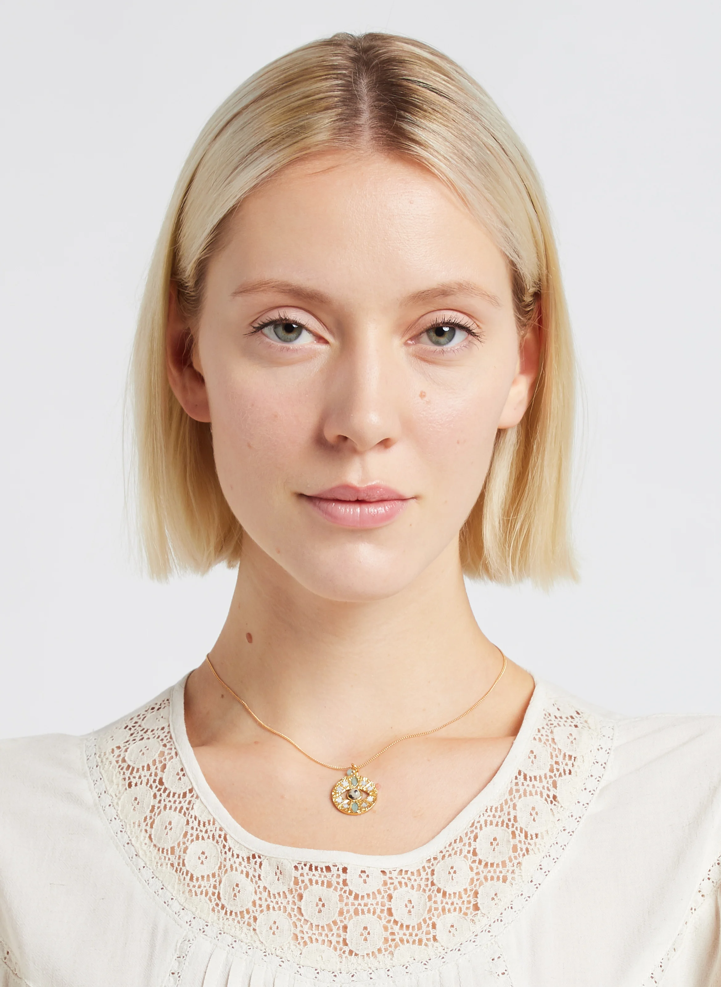 OEIL - Collier long avec pierres fines en laiton | Multicolore