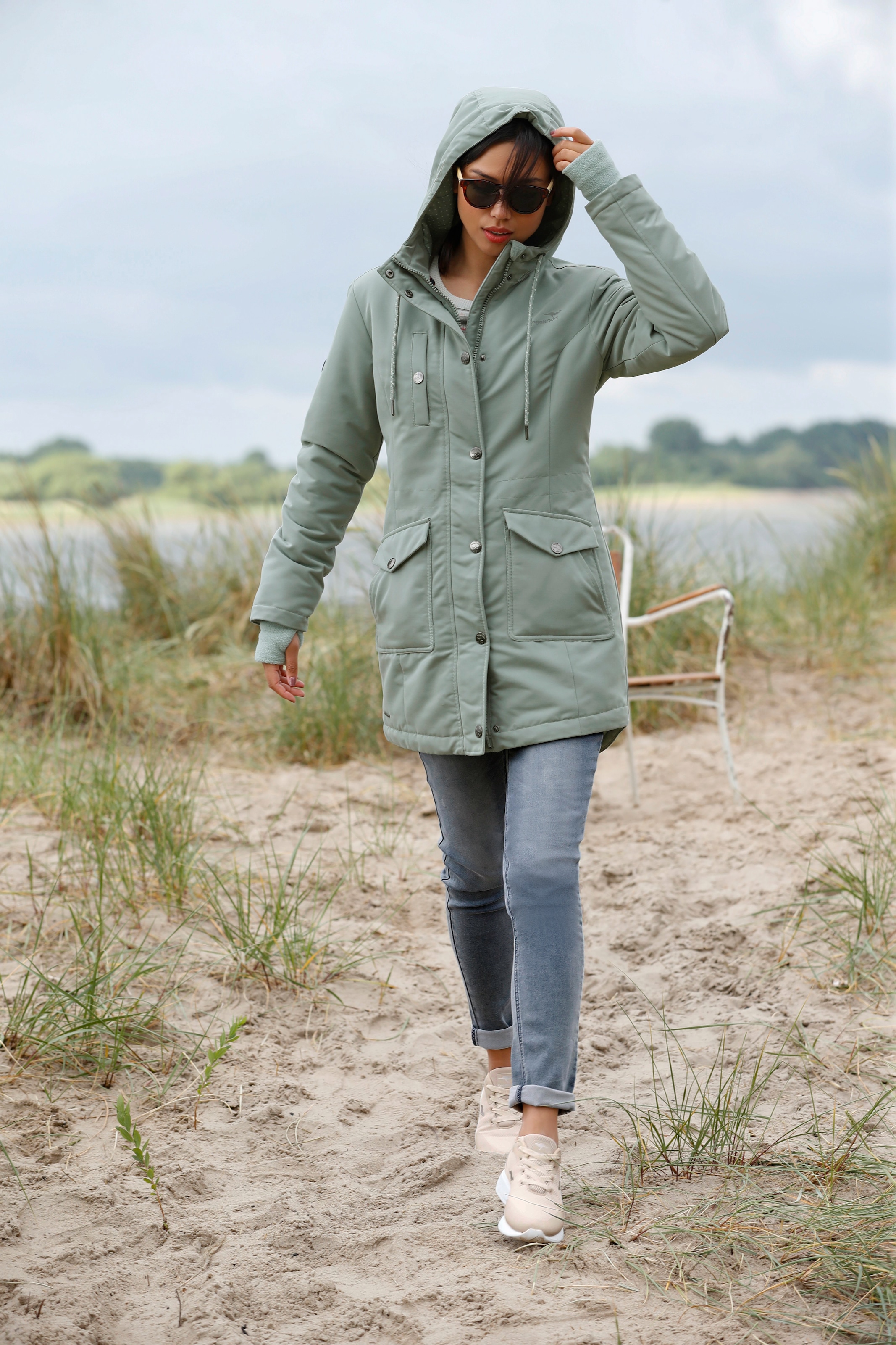 KangaROOS Langjacke mit Kapuze für den Übergang,  aus leichtem Webmaterial,  modisch