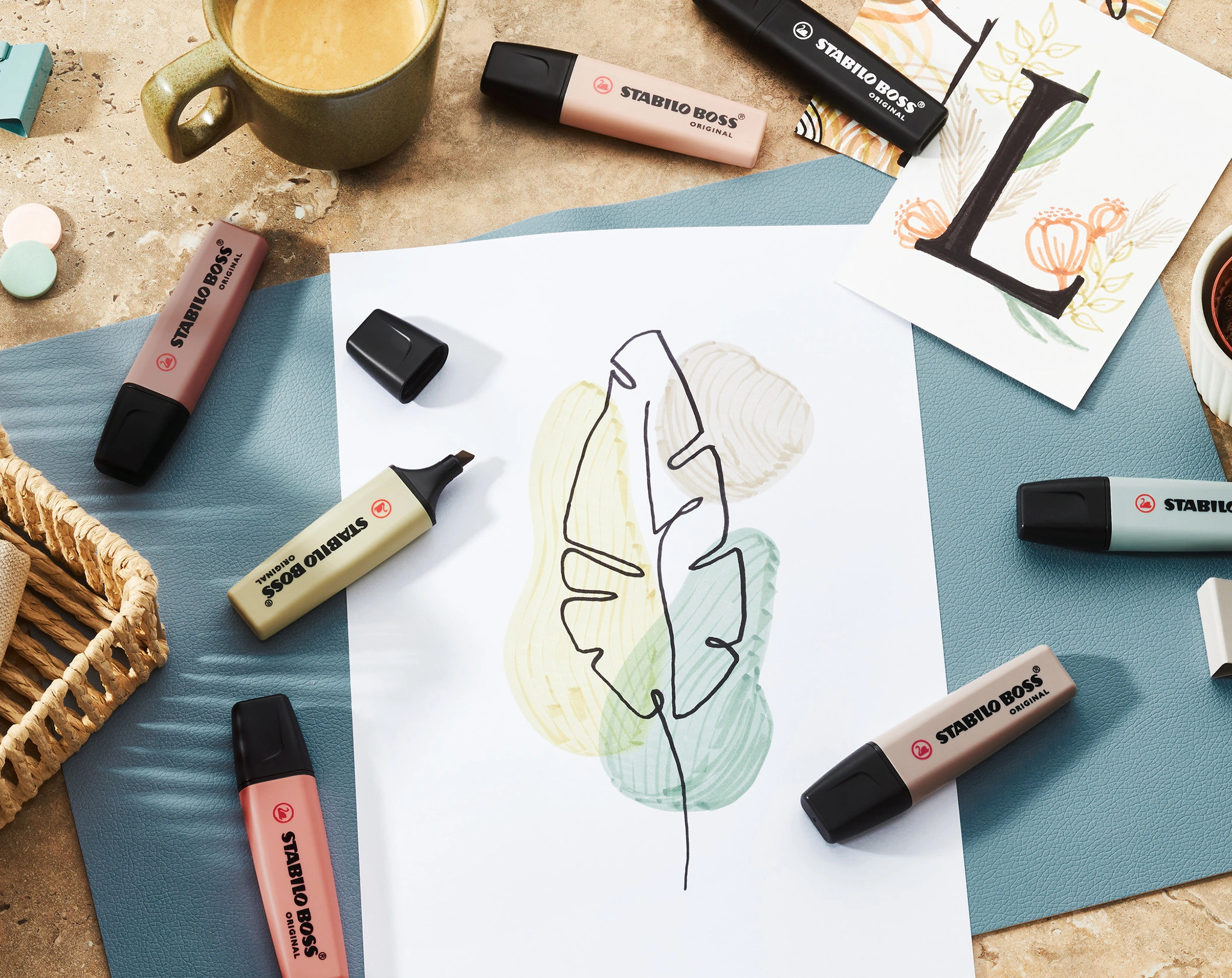 Textmarker STABILO® BOSS ORIG. NatureCOLORS 4er-Pack in grün/siena/umbra/schwarz