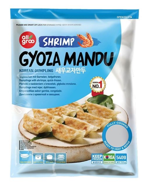 All Groo Bevroren Gyoza Mandu Koreaanse Dumpling met Garnalen 540g